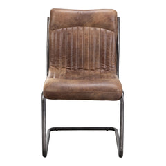 Anse Brown Leatherl Dining Chair (Set of 2) - Ornate Home