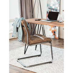 Anse Brown Leatherl Dining Chair (Set of 2) - Ornate Home