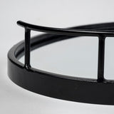 Ansel Black Metal Mirrored Bottom Oval Serving Tray - Ornate Home