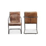 Ansel Brown Leather Arm Chair (Set of 2) - Ornate Home