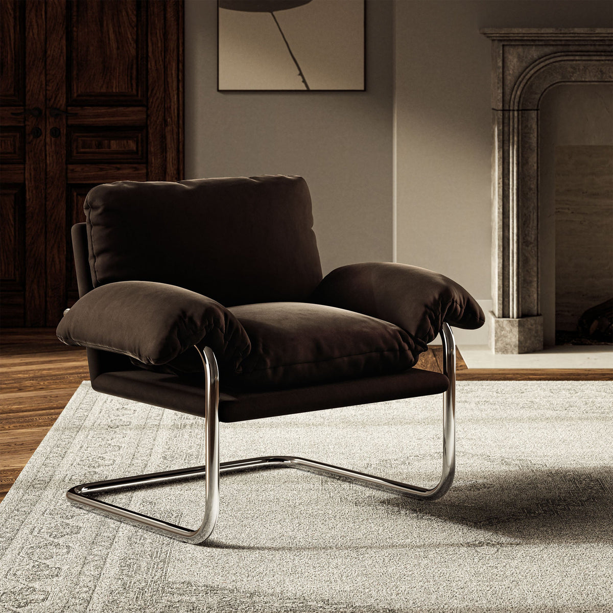Ansel Chocolate Brown Performance Velvet Accent Chair - Ornate Home