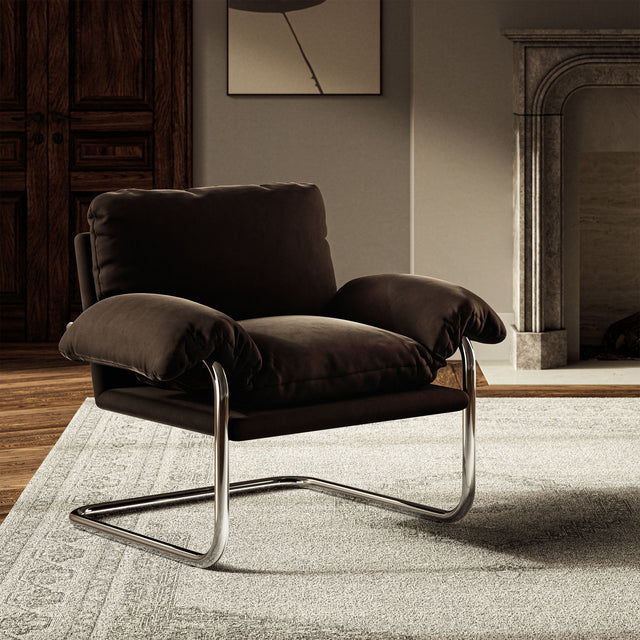 Ansel Chocolate Brown Performance Velvet Accent Chair - Ornate Home