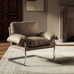 Ansel Mushroom Vegan Leather Accent Chair - Ornate Home