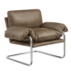 Ansel Mushroom Vegan Leather Accent Chair - Ornate Home