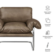 Ansel Mushroom Vegan Leather Accent Chair - Ornate Home