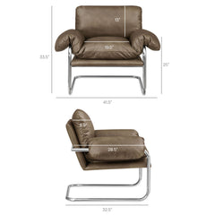 Ansel Mushroom Vegan Leather Accent Chair - Ornate Home