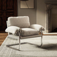 Ansel Newsprint Boucle Fabric Accent Chair - Ornate Home