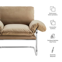 Ansel Taupe Performance Velvet Accent Chair - Ornate Home