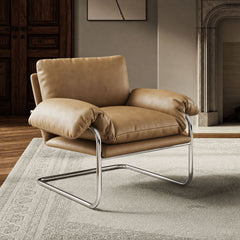 Ansel Toast Vegan Leather Accent Chair - Ornate Home