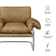 Ansel Toast Vegan Leather Accent Chair - Ornate Home