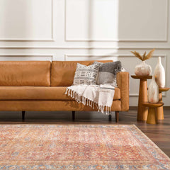 Anshu Peach Washable Area Rug - Clearance - Ornate Home