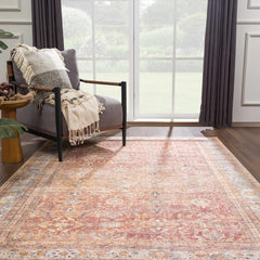 Anshu Peach Washable Area Rug - Clearance - Ornate Home