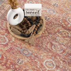 Anshu Peach Washable Area Rug - Clearance - Ornate Home