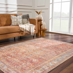 Anshu Peach Washable Area Rug - Clearance - Ornate Home