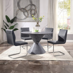 Ansonia Gray & Chrome Side Chair (Set of 2) - Ornate Home
