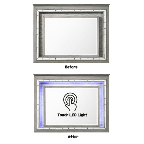 Antares Light Gray Oak Mirror (LED) - Ornate Home