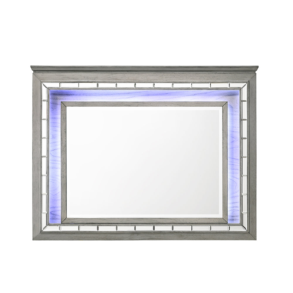 Antares Light Gray Oak Mirror (LED) - Ornate Home
