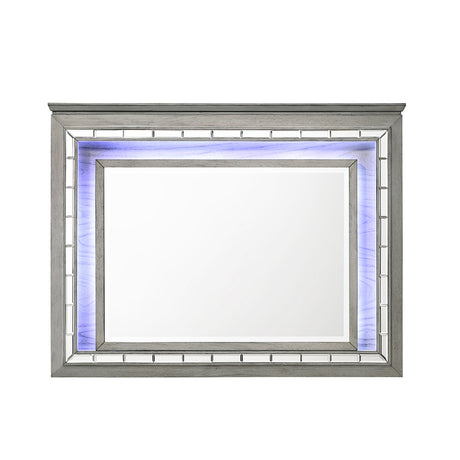 Antares Light Gray Oak Mirror (LED) - Ornate Home