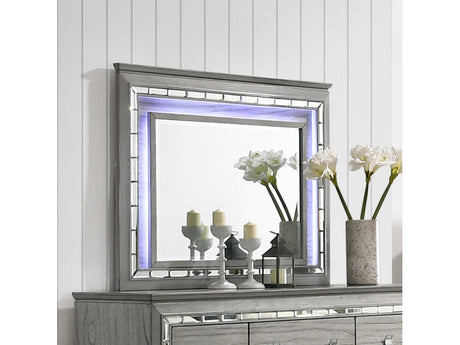 Antares Light Gray Oak Mirror (LED) - Ornate Home