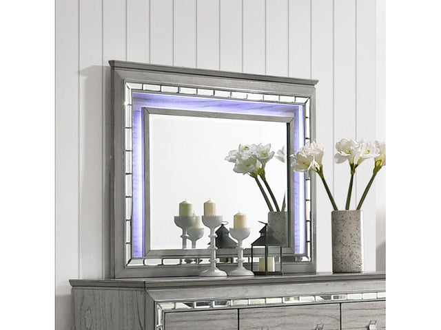 Antares Light Gray Oak Mirror (LED) - Ornate Home