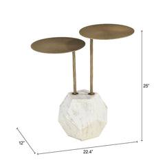 Anten Brass & White Side Table - Ornate Home