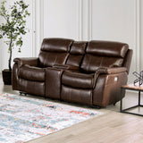 Antenor Brown Top Grain Leather Match Power Reclining Sofa & Loveseat - Ornate Home