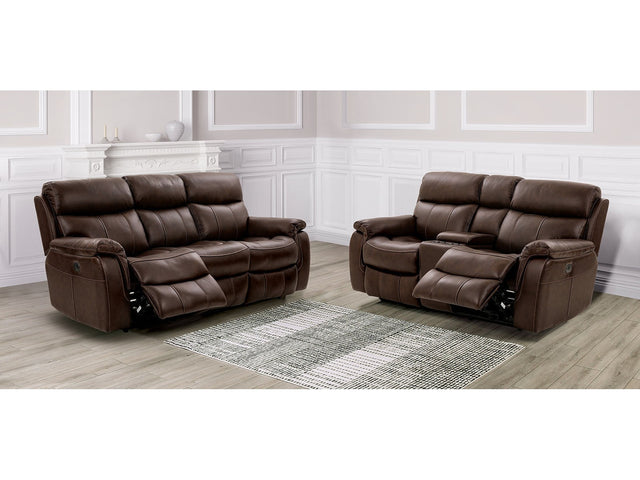 Antenor Brown Top Grain Leather Match Power Reclining Sofa & Loveseat - Ornate Home