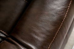 Antenor Brown Top Grain Leather Match Power Reclining Sofa & Loveseat - Ornate Home