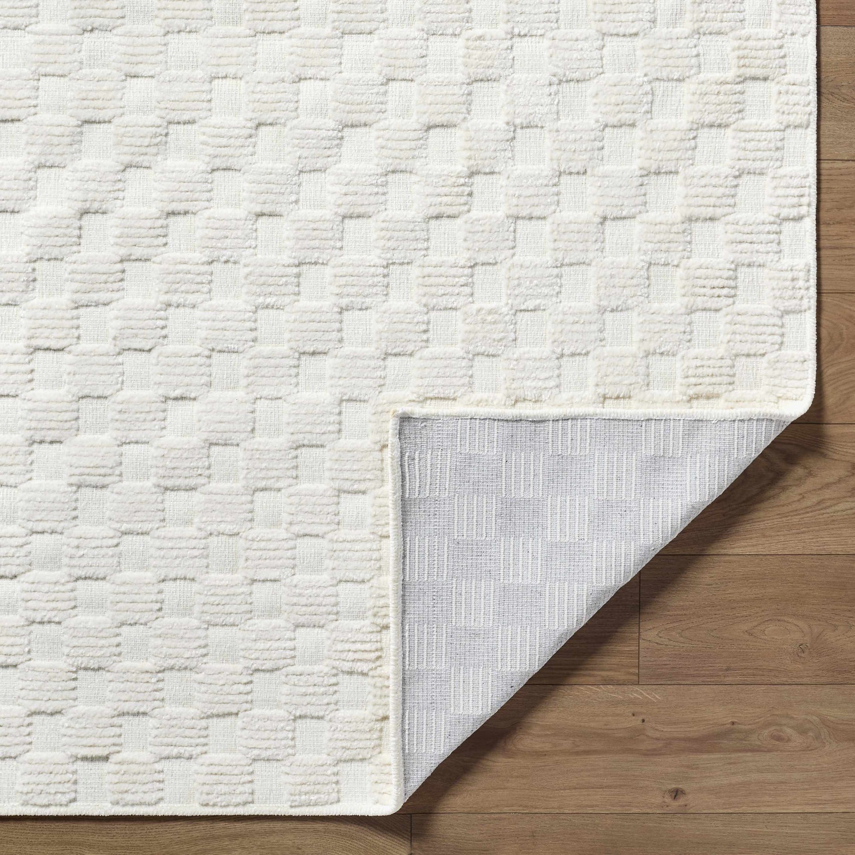Anthea Off-White 3D Checkered Washable Rug - Ornate Home