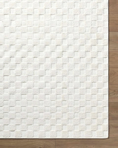 Anthea Off-White 3D Checkered Washable Rug - Ornate Home