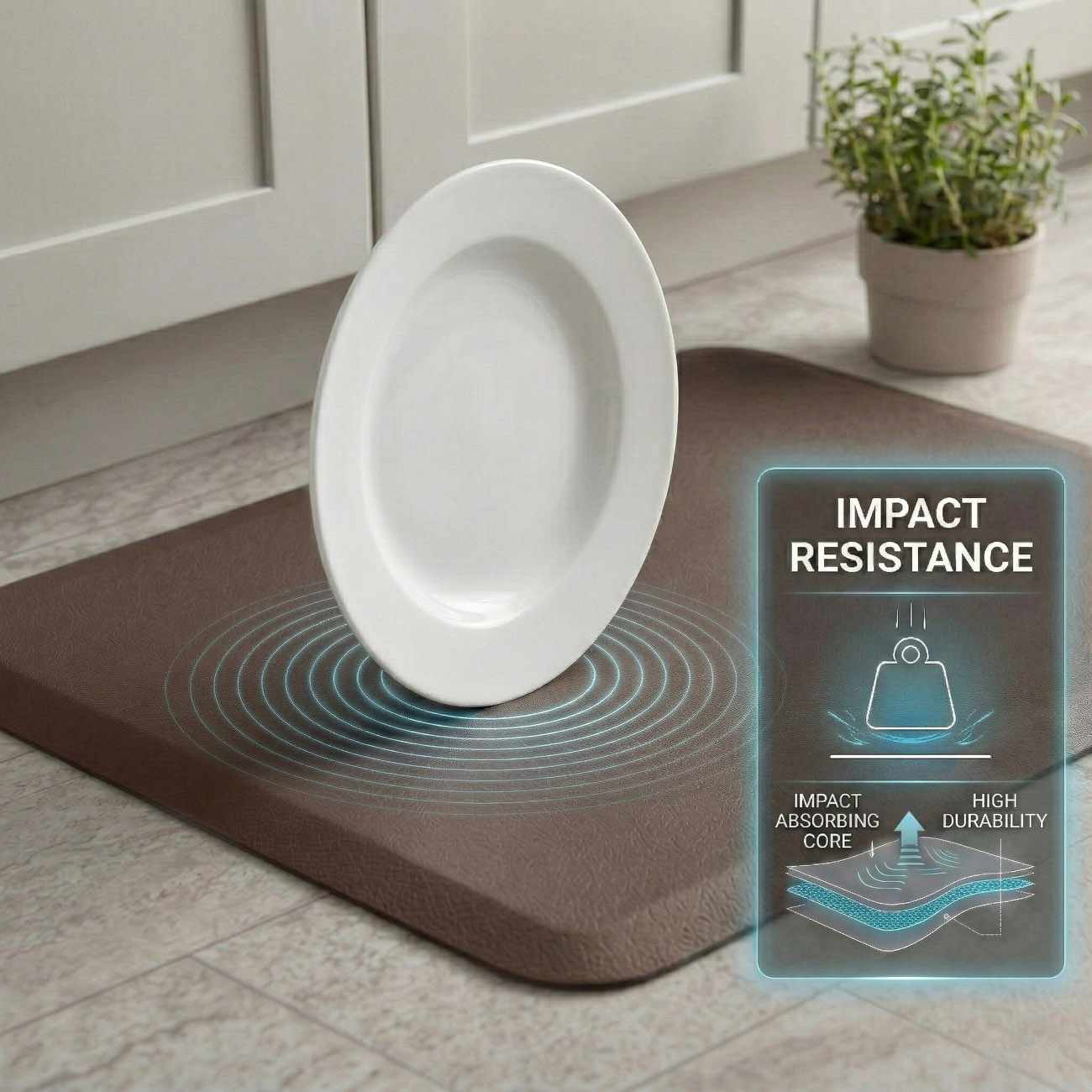 Anti-Fatigue Kitchen Mat, Brown - Clearance - Ornate Home