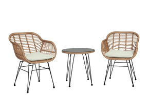 Antibes 1.0 Patio 2-Person Seating Group with End Table with Cream Cushions - Ornate Home