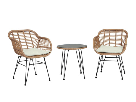 Antibes 1.0 Patio 2-Person Seating Group with End Table with Cream Cushions - Ornate Home