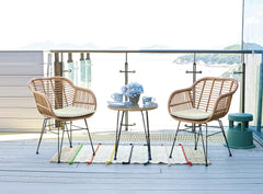 Antibes 1.0 Patio 2-Person Seating Group with End Table with Cream Cushions - Ornate Home