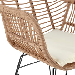 Antibes 1.0 Patio 2-Person Seating Group with End Table with Cream Cushions - Ornate Home