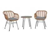 Antibes 1.0 Patio 2-Person Seating Group with End Table with Grey Cushions - Ornate Home
