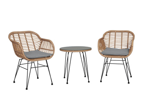 Antibes 1.0 Patio 2-Person Seating Group with End Table with Grey Cushions - Ornate Home