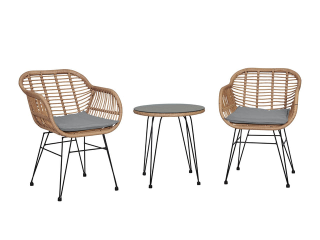 Antibes 1.0 Patio 2-Person Seating Group with End Table with Grey Cushions - Ornate Home