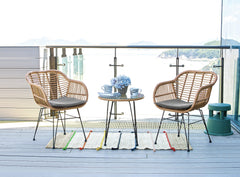 Antibes 1.0 Patio 2-Person Seating Group with End Table with Grey Cushions - Ornate Home