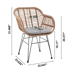 Antibes 1.0 Patio 2-Person Seating Group with End Table with Grey Cushions - Ornate Home