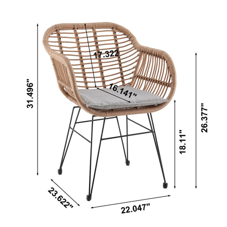 Antibes 1.0 Patio 2-Person Seating Group with End Table with Grey Cushions - Ornate Home