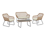 Antibes 2.0 Patio 4-Person Conversation Set with Coffee Table with Cream Cushions - Ornate Home