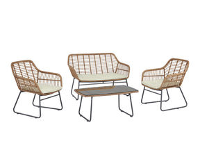 Antibes 2.0 Patio 4-Person Conversation Set with Coffee Table with Cream Cushions - Ornate Home