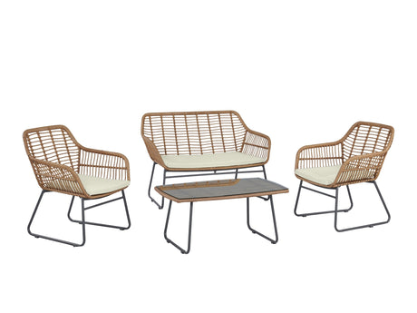 Antibes 2.0 Patio 4-Person Conversation Set with Coffee Table with Cream Cushions - Ornate Home