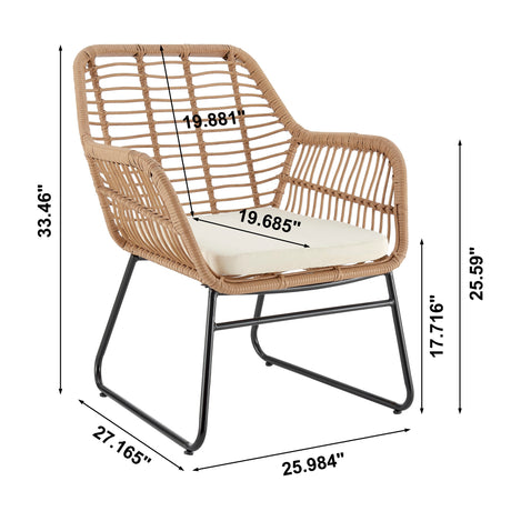 Antibes 2.0 Patio 4-Person Conversation Set with Coffee Table with Cream Cushions - Ornate Home