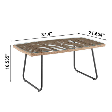 Antibes 2.0 Patio 4-Person Conversation Set with Coffee Table with Cream Cushions - Ornate Home