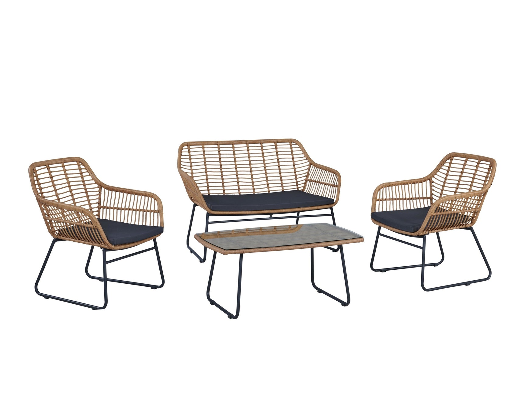 Antibes 2.0 Patio 4-Person Conversation Set with Coffee Table with Grey Cushions - Ornate Home