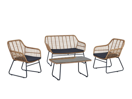 Antibes 2.0 Patio 4-Person Conversation Set with Coffee Table with Grey Cushions - Ornate Home