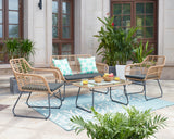 Antibes 2.0 Patio 4-Person Conversation Set with Coffee Table with Grey Cushions - Ornate Home