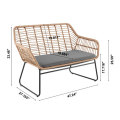 Antibes 2.0 Patio 4-Person Conversation Set with Coffee Table with Grey Cushions - Ornate Home